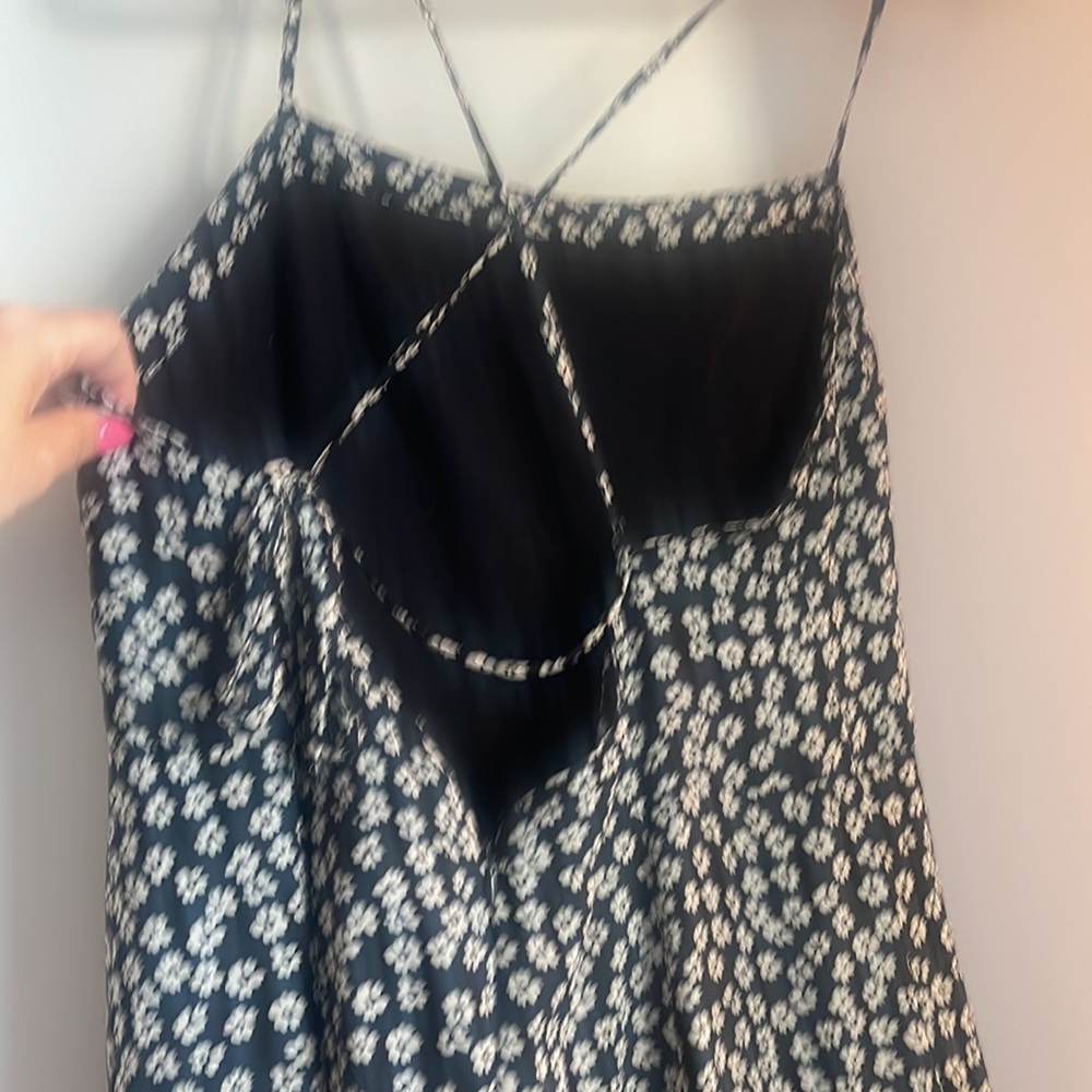 Black Floral Slip Dress with Spaghetti Straps - Picture 5 of 8